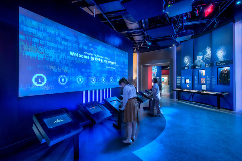 Visitors interacting with exhibit at the International Spy Museum in L'Enfant Plaza in Washington, DC