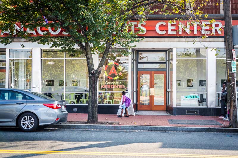 Daytime scene outside the Anacostia Arts Center - Community and arts space in DC's Anacostia neighborhood